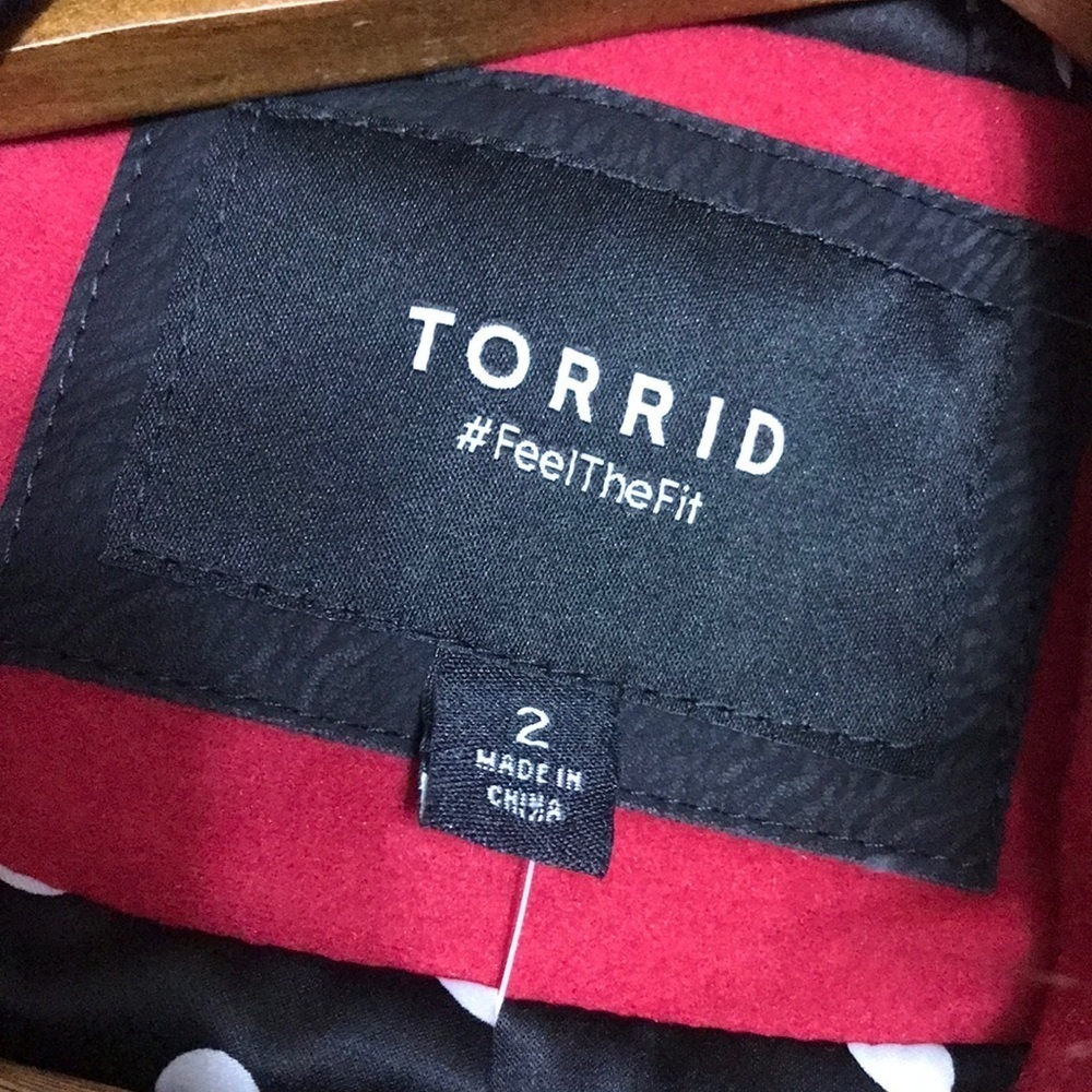 Torrid Red Toggle Coat with Faux Fur Hood 2X - Picture 7 of 12